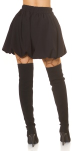 Pantaloni scurți tip balon cu talie elastică – casual chic, damă, bej / negru, eleganți și feminini - Img 5