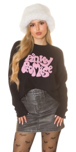 Pulover damă negru cu imprimeu roz „Pinky Promise” – casual, confortabil, oversize - Img 9