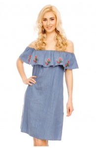 Rochie cu aspect de blugi cu umerii goi - Img 1