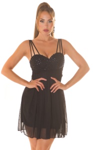 Rochie elegantă de seară cu paiete și voal, bust buretat, bretele duble - Img 3