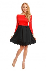 Rochie Midi cu Maneci Lungi si Decolteu Barcuta - Img 1