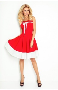 Rochie rosie , uni , midi babydoll cu spatele gol - Img 3