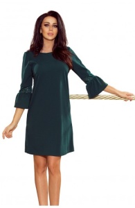 Rochie Verde Mini in Forma de A cu Maneci Evazate - Img 5