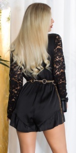 Salopetă Elegantă Damă cu Dantelă și Decolteu Petrecut, Mâneci Lungi - Img 9