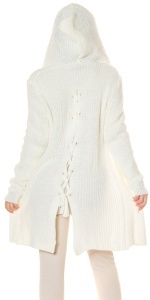 Cardigan damă lung tricotat cu glugă și șnur pe spate, croială lejeră, stil casual – iarnă/toamnă - Img 12