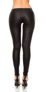 Colanți damă tip piele cu accesorii metalice aurii – croială skinny, talie medie, look sexy și modern - Img 8