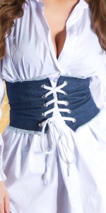 Corset Denim Modelator talie – Betelie Dama cu Șiret, Fashion Street Style - Img 7