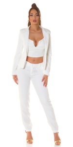 Pantaloni damă eleganți office cu croi conic – talie medie – disponibile alb și bleu - Img 10