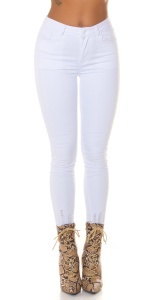 Pantaloni Damă Skinny Albi cu Talie Înaltă, Denim Elastic, Fit Mulat, Casual & Elegant - Img 2