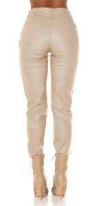 Pantaloni damă skinny din piele ecologică, talie înaltă, slim fit, efect lucios, casual & elegant - Img 3