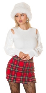 Pulover damă scurt cu umeri decupați, mâneci bufante și croi mulat – casual elegant - Img 10