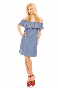 Rochie cu aspect de blugi cu umerii goi - Img 3