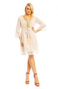 Rochie din dantela si broderie cu manecile treisferturi - Img 3