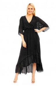 Rochie lunga asimetrica cu model in dungi - Img 3