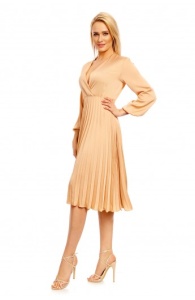 Rochie Midi cu Decolteu in V si Fusta Plisata - Img 4