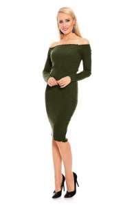Rochie midi cu maneci lungi si umerii goi - Img 10