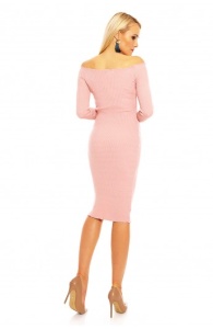Rochie midi cu maneci lungi si umerii goi - Img 16