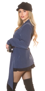 Sacou elegant tip rochie jeans bleumarin cu cordon, design modern și accesoriu metalic – outfit casual-chic - Img 3