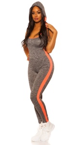Salopetă Fitness Elastică cu Dungi Neon, Talie Înaltă, Material Stretch - Img 5