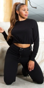 Set trening damă casual 2 piese, bluza crop cu snur și pantaloni conici - Img 11