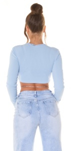 Top Crop Damă cu Decupaj Inimă, Mâneci Lungi, Material Elastic, Sexy & Modern - Img 4