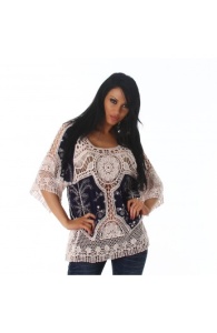 Top Navy din Tesatura cu Insertii Transparente - Img 1