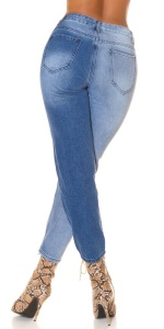 Blugi damă Mom Fit cu talie înaltă și rupturi – Albastru Denim - Img 6