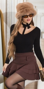 Bluză damă elegantă cu mânecă lungă și decolteu tip choker, material elastic - Img 11