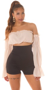 Colanți scurți damă cu talie înaltă, modelatori, elastici – Negru - Img 2