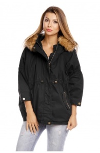 Geacă de damă cu blană artificială - stil casual-chic