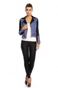 Jacheta dama din jeans cu maneci din dantela - Img 3