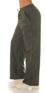 Pantaloni Cargo Damă Kaki, Talie Elastică cu Șnur, Buzunare Laterale, Croială Lejeră – Stil Casual Urban - Img 6