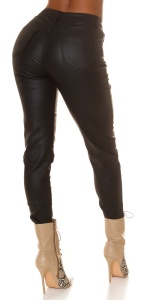 Pantaloni damă skinny din piele ecologică, talie înaltă, slim fit, efect lucios, casual & elegant - Img 10