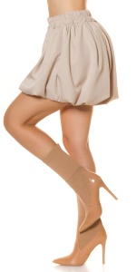 Pantaloni scurți tip balon cu talie elastică – casual chic, damă, bej / negru, eleganți și feminini - Img 7