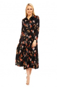 Rochie lunga tip camasa cu imprimeu floral - Img 1