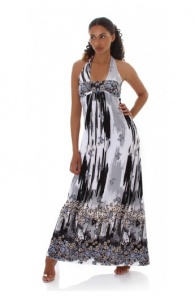 Rochie lunga vaporoasa cu imprimeu multicolor - Img 6