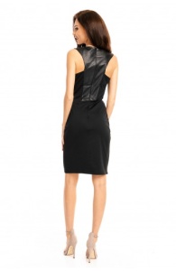 Rochie office scurta cu insertii din piele - Img 8