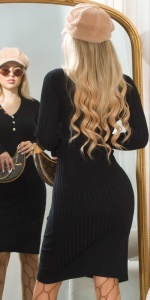 Rochie tricotată midi cu nasturi decorativi, mânecă lungă, mulată pe corp – Casual & Elegant Style - Img 9