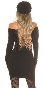 Rochie tricotată tip pulover, cu umeri goi, mulată pe corp – elegantă și călduroasă - Img 3