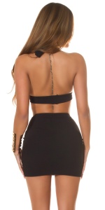 Top dama halter sexy cu prindere la gat, bustiera eleganta pentru club / party, Roz sau Negru - Img 11