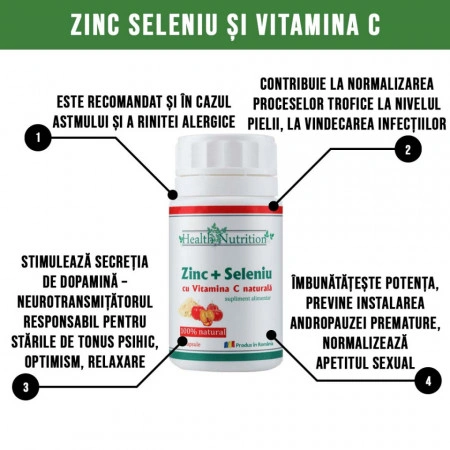 Zinc Seleniu și Vitamina C 90 capsule - Img 2