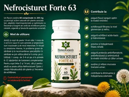 Nefrocisturet Forte 63 - 3 x 60 comp - Pachet Economic Data expirarii 2029 - Img 3