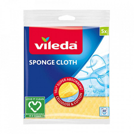 Lavete umede Vileda Sponge Cloth Aqua, 5 buc./set