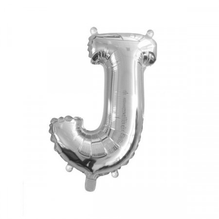 Baloane folie 16" (41cm) argintiu litera J
