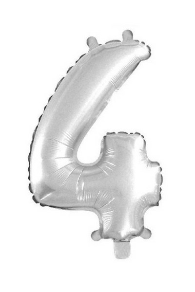 Baloane folie 32" (75cm) argintiu - cifra 4