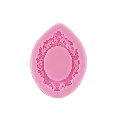 Forma de turnat din silicon DIY - rama ovala cu model, 9 x 6.9 x 0.9 cm
