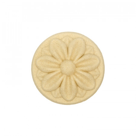 Ornament din lemn termoplastic - floare rotunda, 8 x 1.4 cm