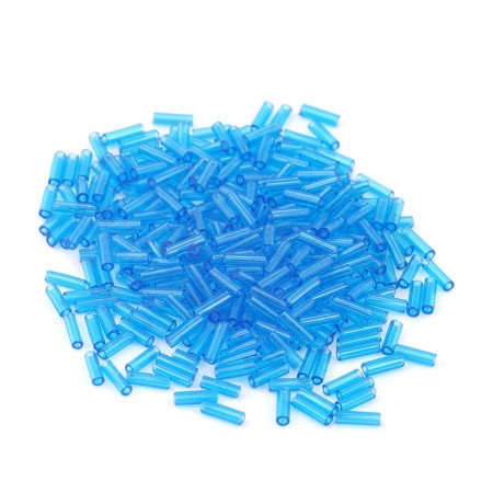 Pachet margele creative din sticla alungite 15 g - albastru semitransparent, 6 mm
