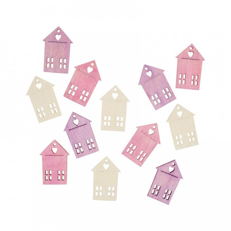 Set 12 casute colorate din lemn, 4 cm