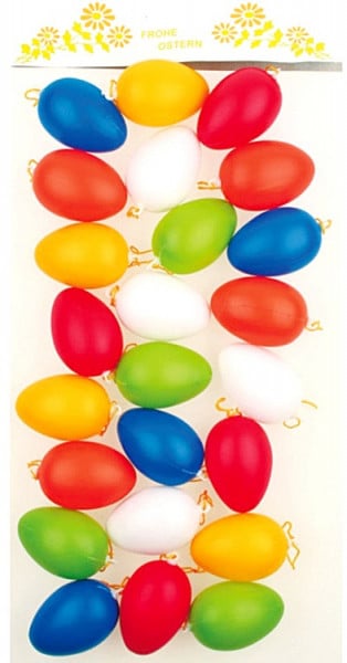 Set 24 oua colorate din plastic de Pasti - simple, 6 cm